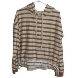 🌺HEM & THREAD STRIPED TAN/WHITE HOODIE
